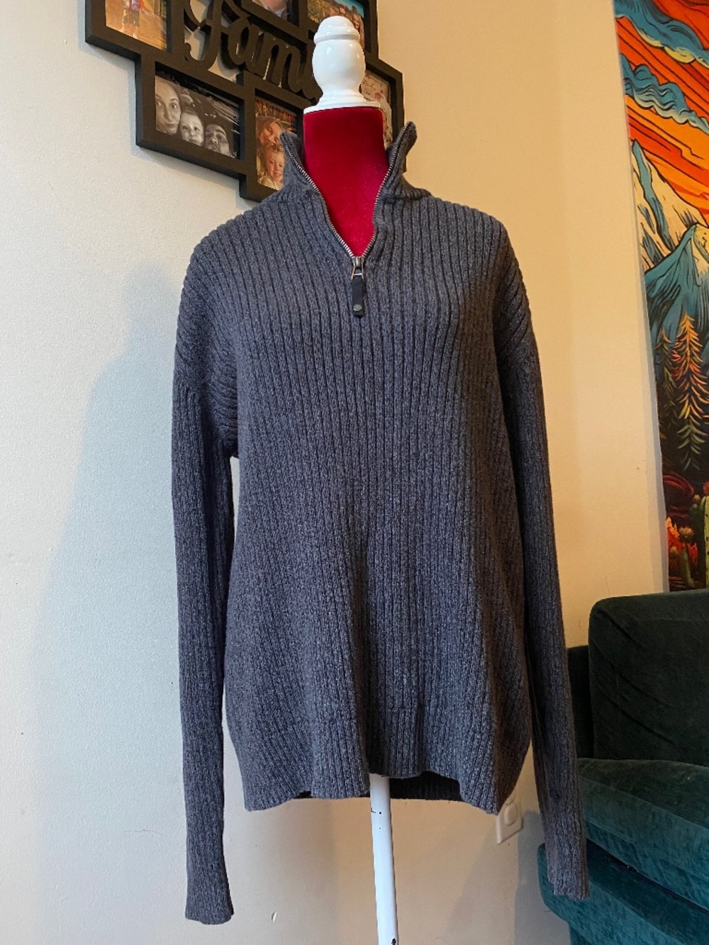 Calvin Klein Jeans cotton ribbed quarter-zip pullover sweater